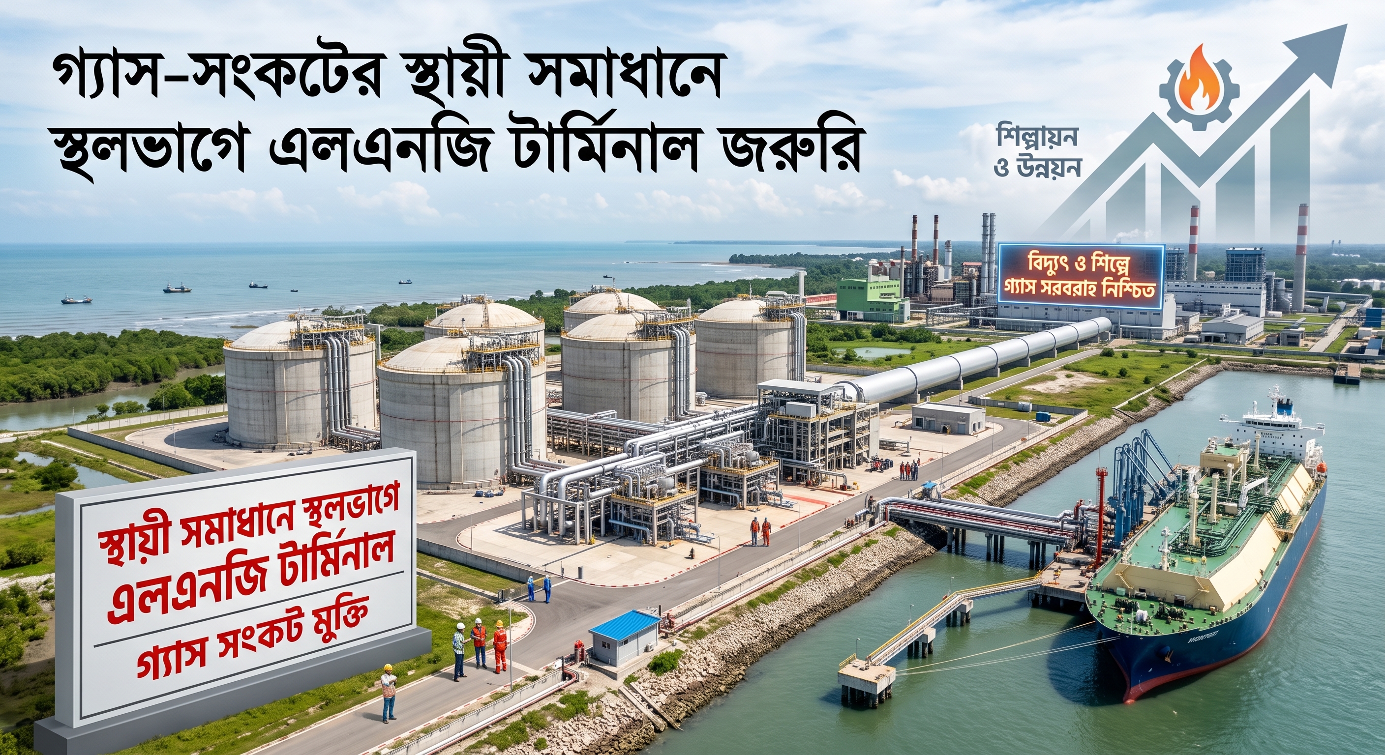 গ্যাস–সংকটের স্থায়ী সমাধানে স্থলভাগে এলএনজি টার্মিনাল জরুরি