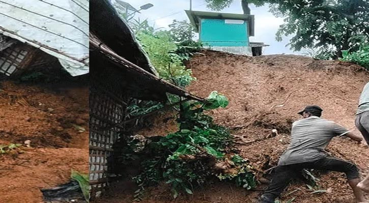 টানা বৃষ্টিতে উখিয়ার চার রোহিঙ্গা ক্যাম্পে পাহাড়ধস, প্রাণ গেল ৮ জনের